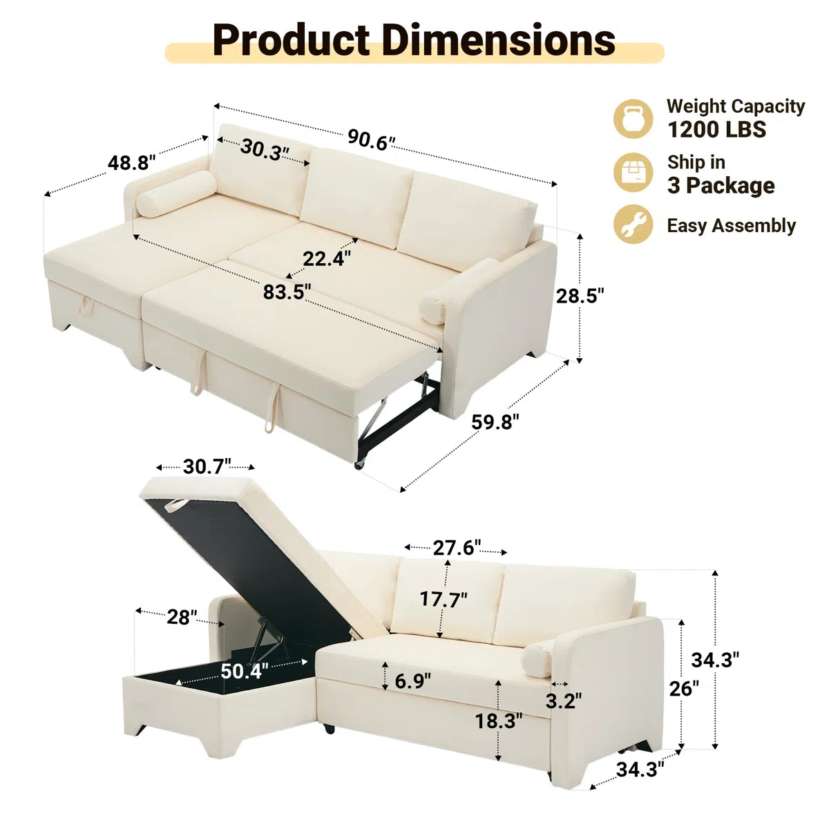 Sleeper Sofa Cum Bed in Suede