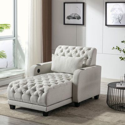 Helton Tufted Lounger with Cup Holder