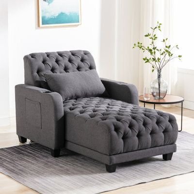 Helton Tufted Lounger with Cup Holder