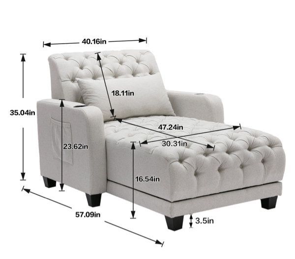 Helton Tufted Lounger with Cup Holder