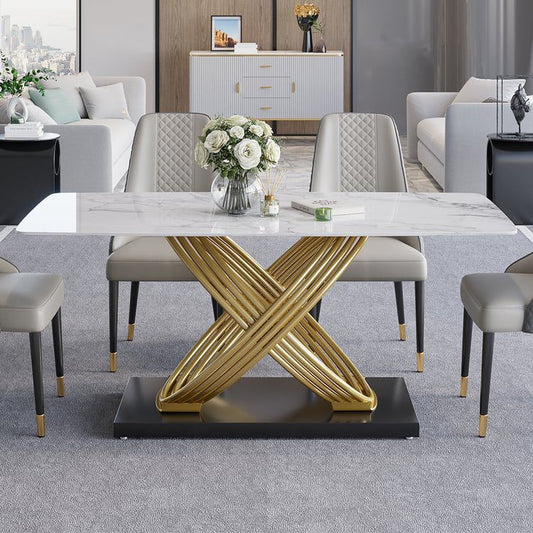 Modern Style Italian Dining Table With Marble Top