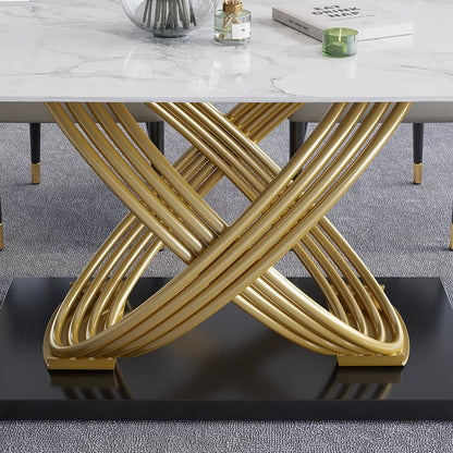 Modern Style Italian Dining Table With Marble Top