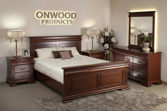 Retro Solid Wood Walnut Bed
