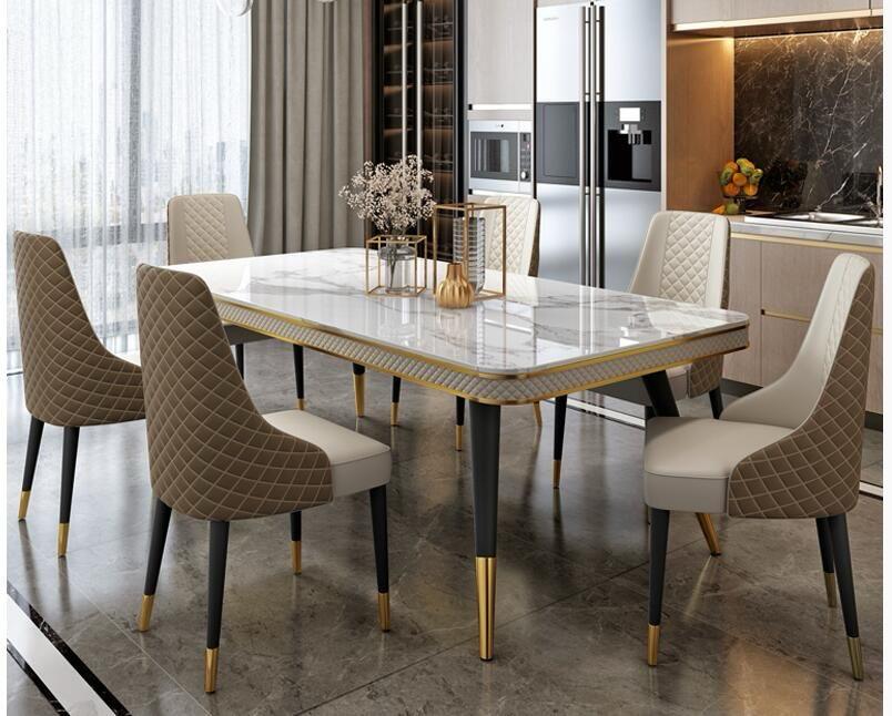 Italian Compact Dining Set Six Seater with Marble Top