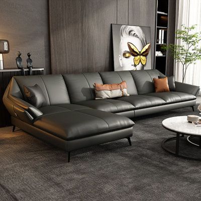 Pulosk Flared Leather L shape Sofa