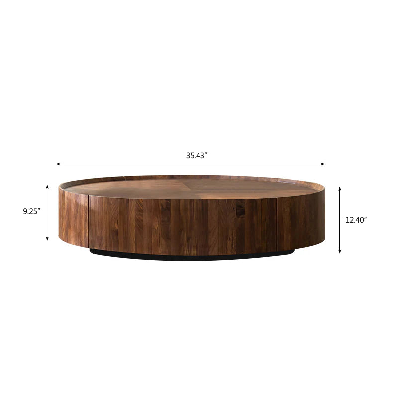 Modern Round Coffee Table with Walnut Veneer