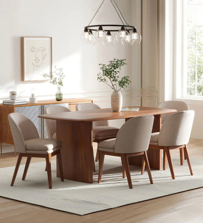 Ansh Teak Solid Wood Dining Set Cool Walnut Finish