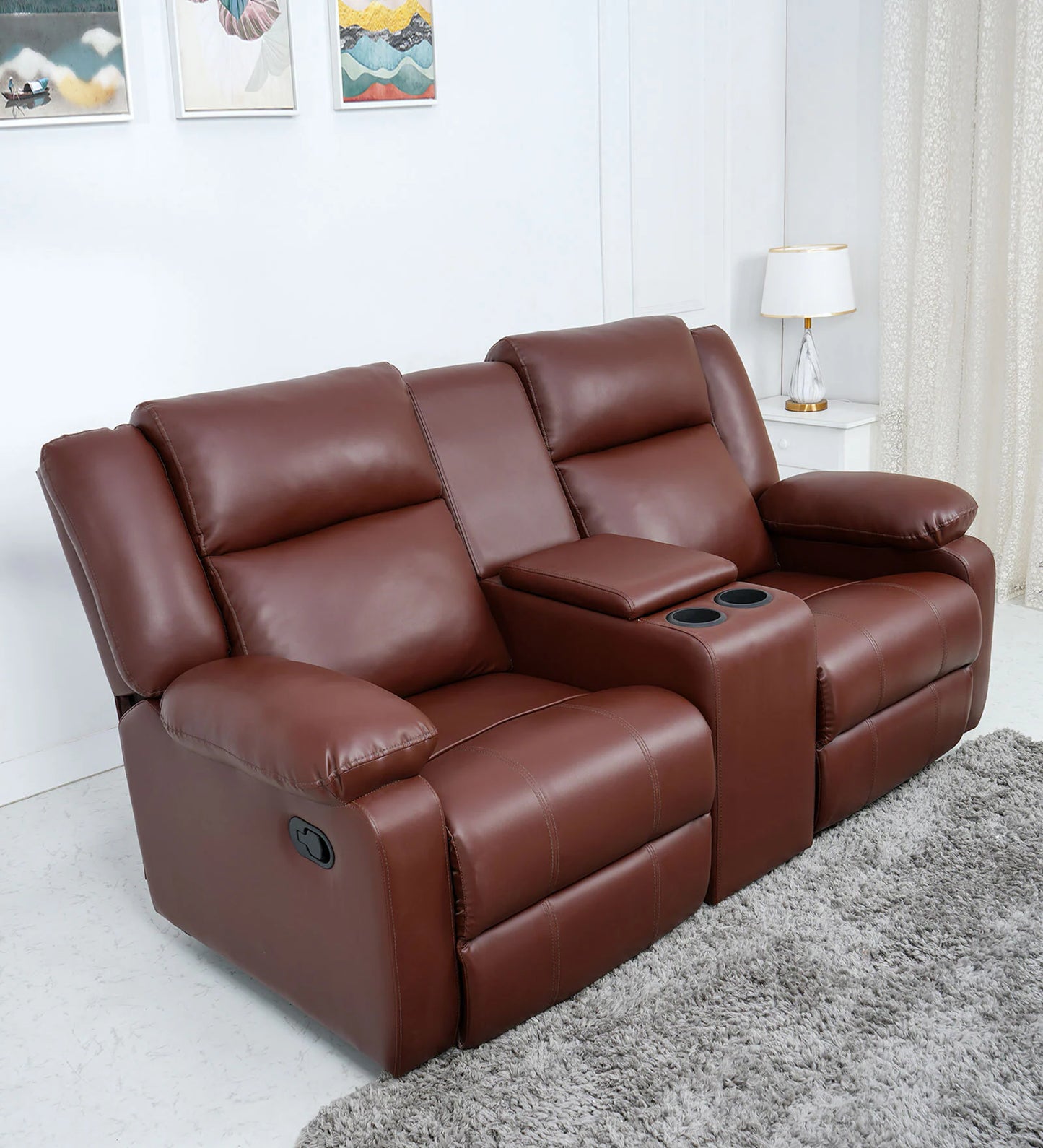 Comfort Dual-Seater Recliner with Console - On Wood Products