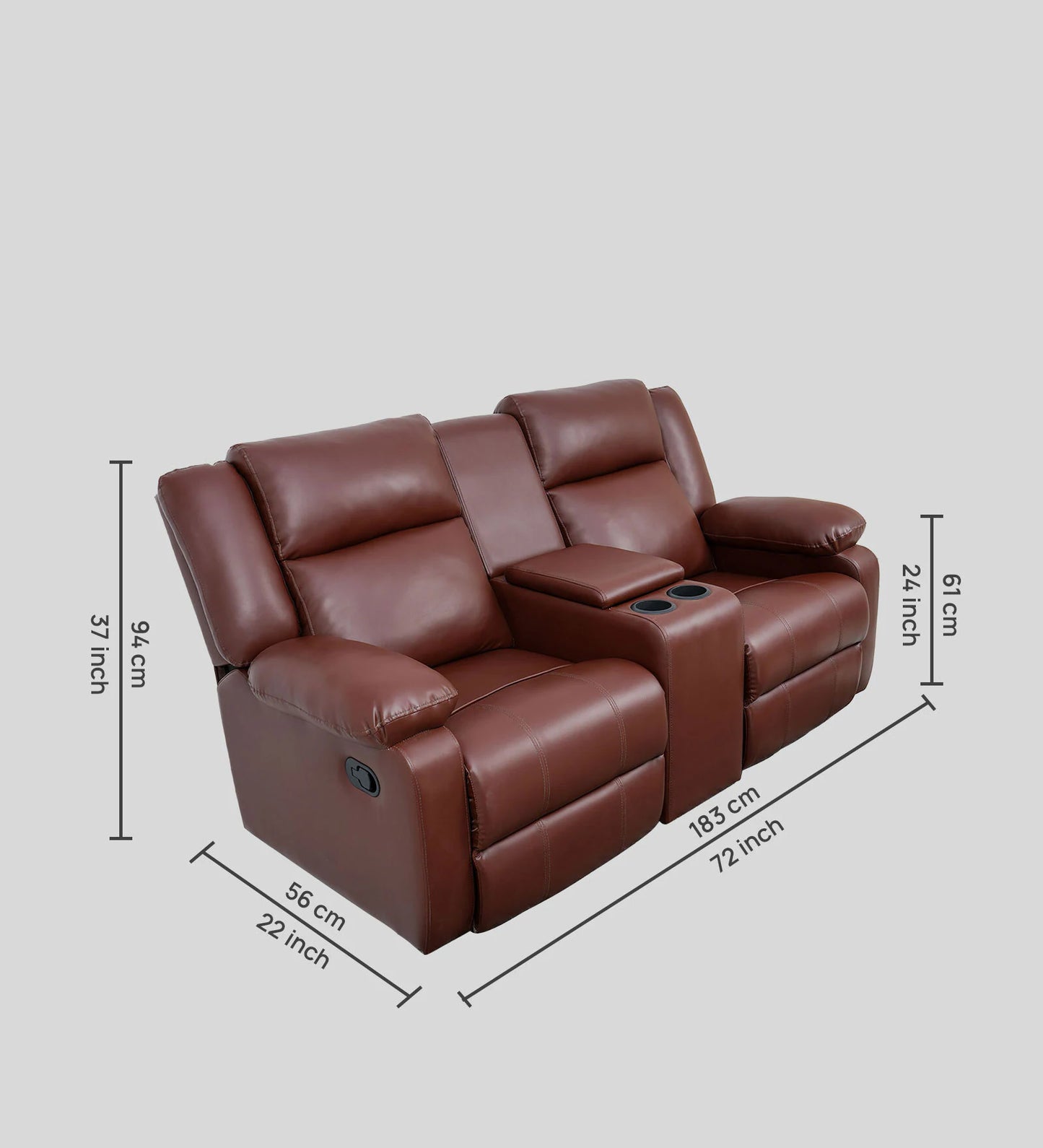 Comfort Dual-Seater Recliner with Console - On Wood Products