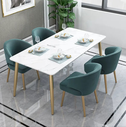 Nordic Metal With Marble Dining Set Six Seater And Four Seater - On Wood Products