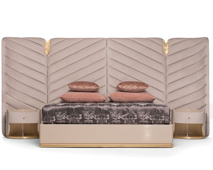 Excelsior Italian Velvet Luxury Bed - On Wood Products