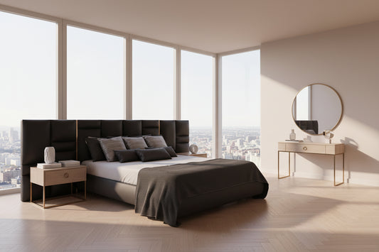 Executive Gold Plated Bed with Extra Wide Headboard - On Wood Products