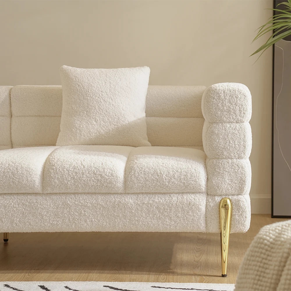 Boucle Fluted Sofa with Pillows