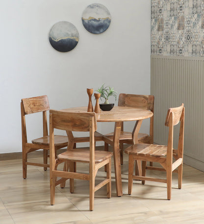 Kylie Solid Teak Wood 4 Seater Dining Set In Natural Finish - On Wood Products