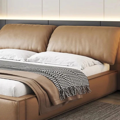 Luxury Italian Leather Bed - On Wood Products