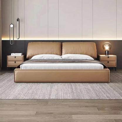 Luxury Italian Leather Bed - On Wood Products