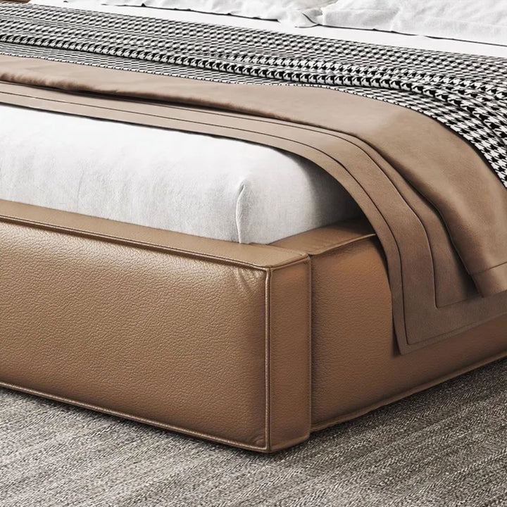 Luxury Italian Leather Bed - On Wood Products