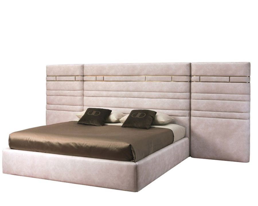 Luxury Designer Italian Bed With Wide Headboard - On Wood Products