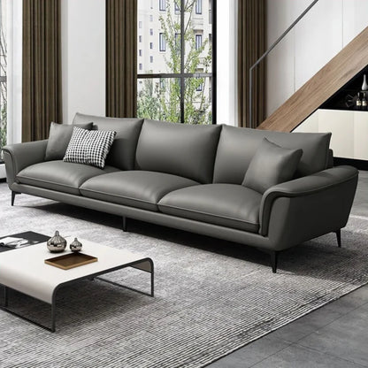 Camel Leather Chic L-Shaped Sectional Sofa - On Wood Products